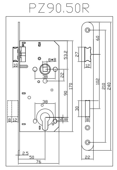 PZ90.50R 도어록